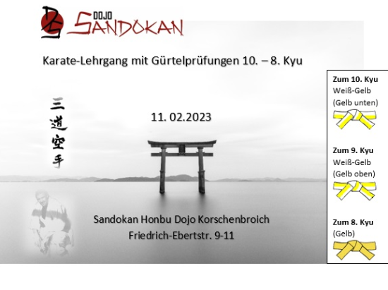 Karate-Lehrgang mit Gürtelprüfungen 10. – 8. Kyu