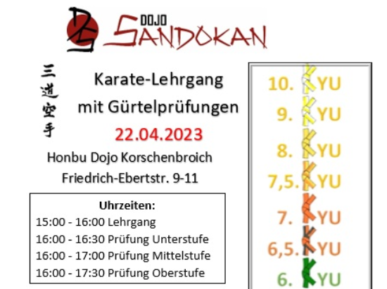 Karate-Lehrgang mit Gürtelprüfungen