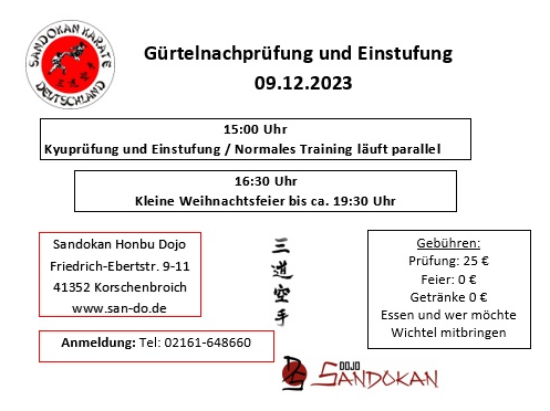 Gürtelnachprüfung und Einstufung