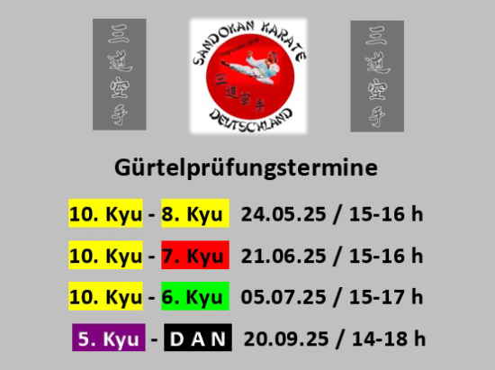 Gürtelprüfungstermine 2025