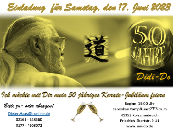 Einladung zum 50jährigen Karate-Jubiläum von Shihan Didi Haas Senior